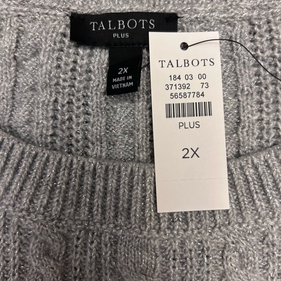 Talbots Plus Metallic Allover Cable Knit Crewneck Sweater - Picture 8 of 10